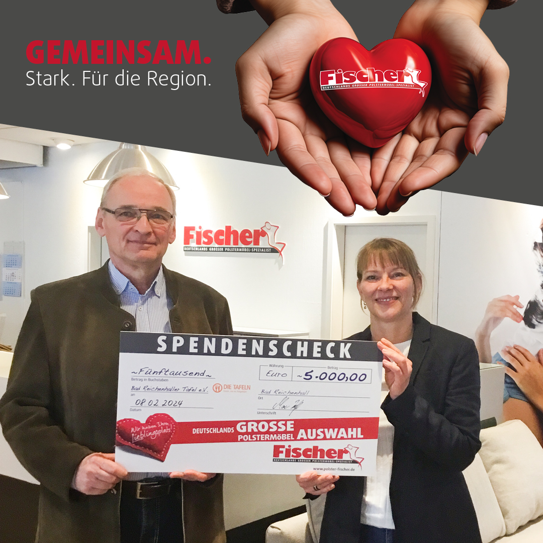Gemeinsam stark für die Region - Spendenübergabe Fischer Möbel.