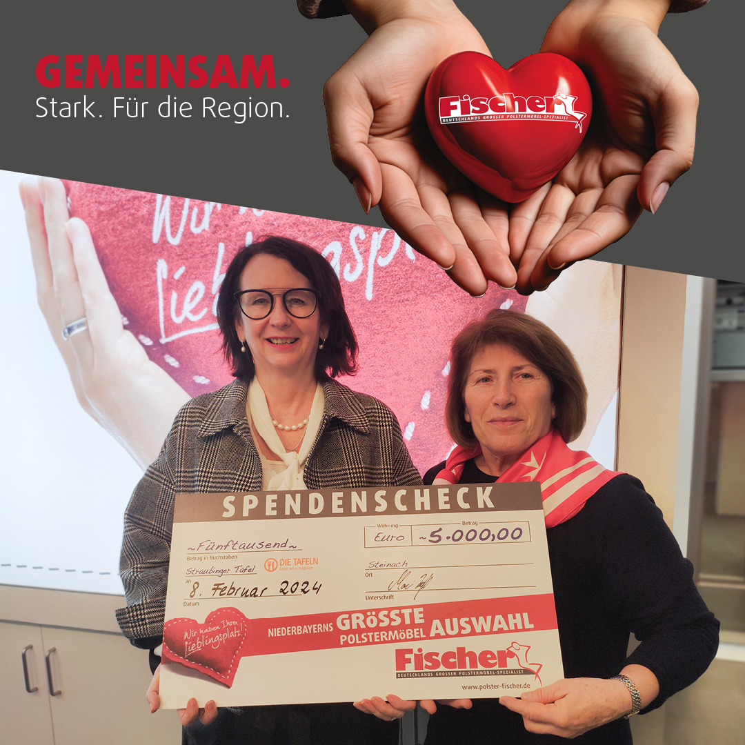 Spendenscheck mit Herzerino für die Region.