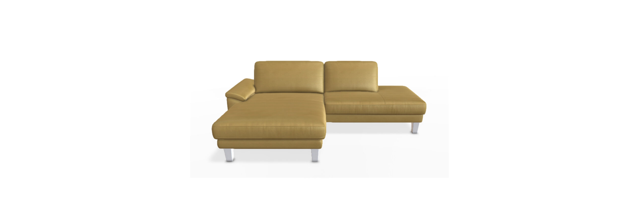 Beige modulares Ecksofa mit Chaiselongue.