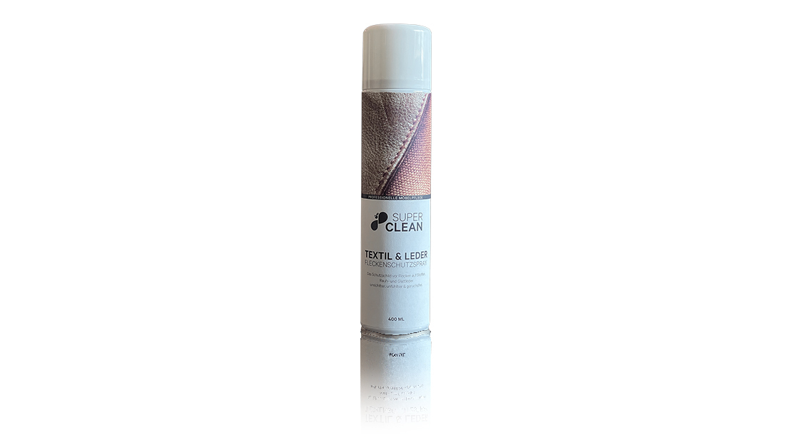 Weißer Spray-Reiniger für Textil- und Lederpflege.
