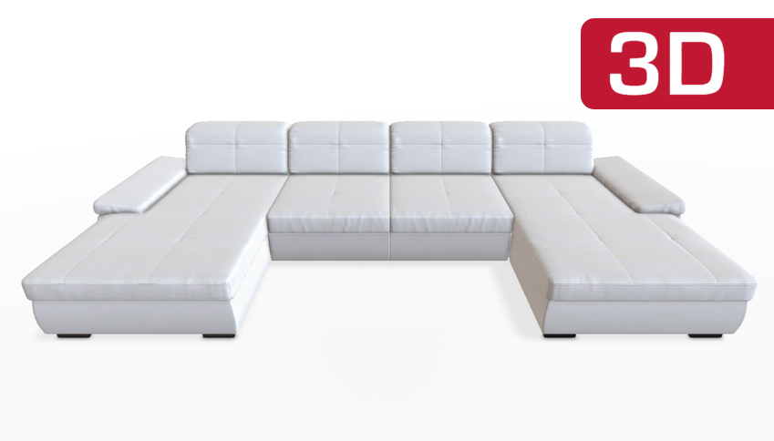 Großes, modernes, weißes Sofa-Sitzgarnitur.