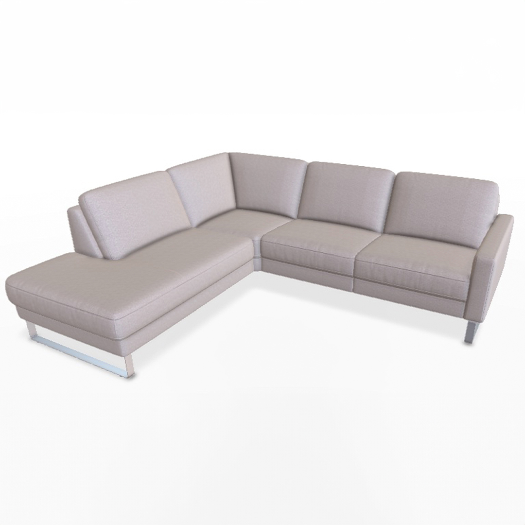 Modernes L-förmiges Sofa mit Sitzpolstern.