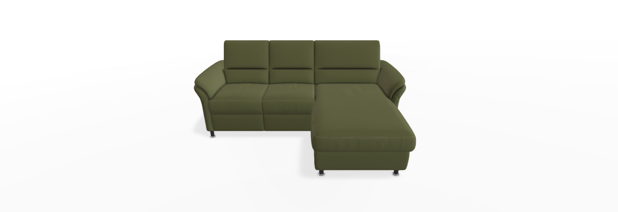 Grüne Eckpolster-Couch mit Recamiere.