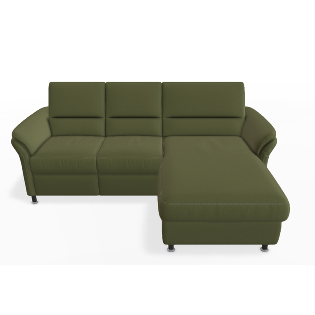 Grünes Ecksofa mit Longchair.