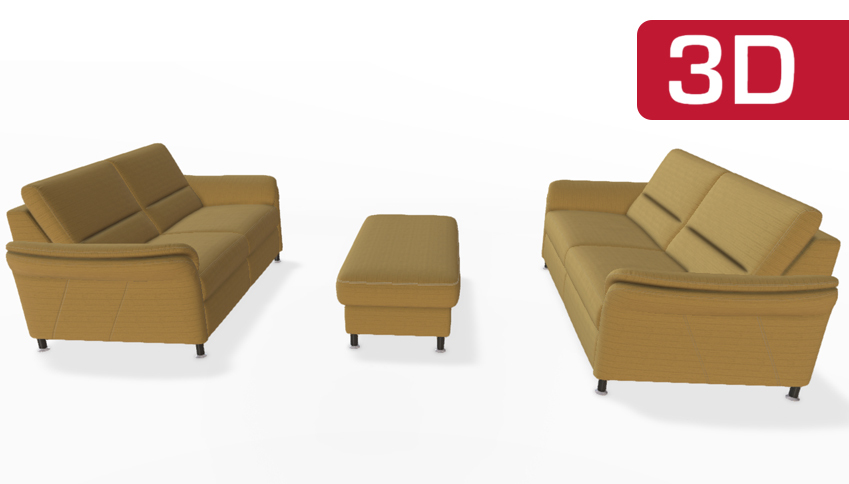 Moderne braune Sofagarnitur im 3D-Design.