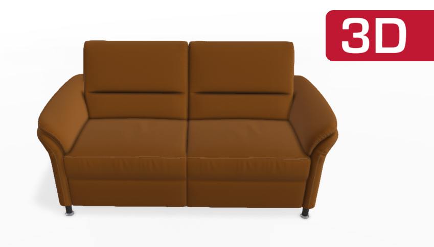 Braune gepolsterte Couch mit zwei Sitzplätzen.