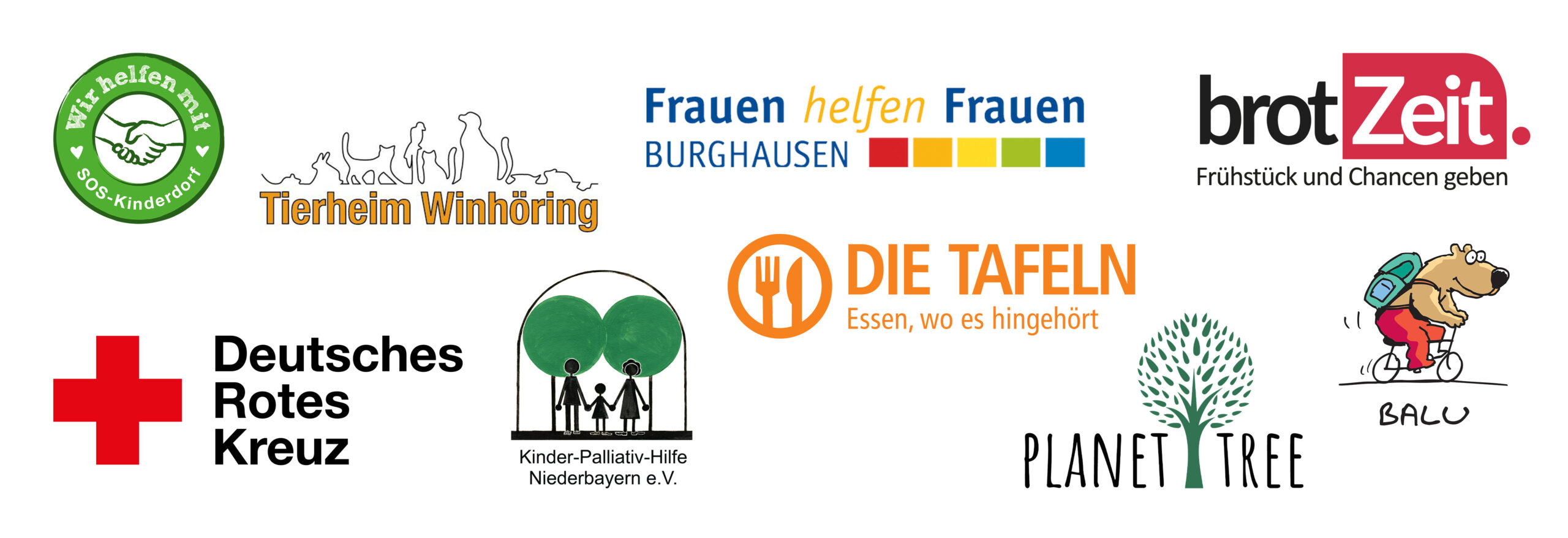 Verschiedene karitative und gemeinnützige Organisationen in Deutschland.