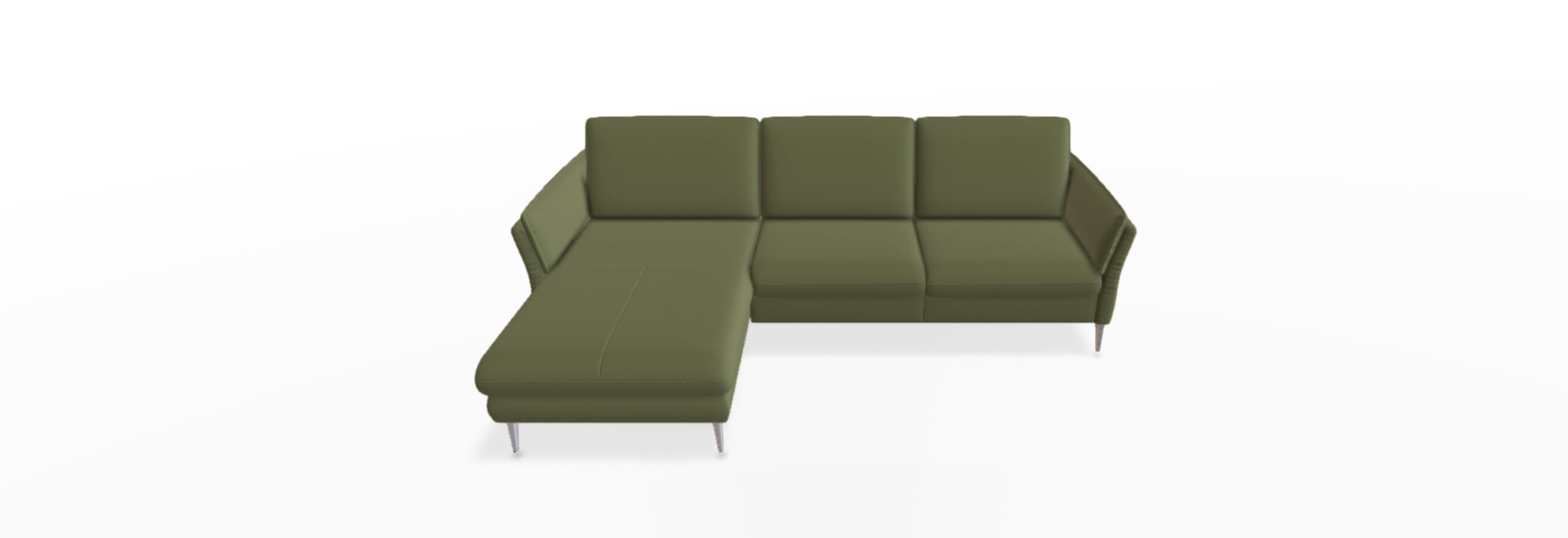 Komfortables grünes Sofa mit Ecksitzfläche.