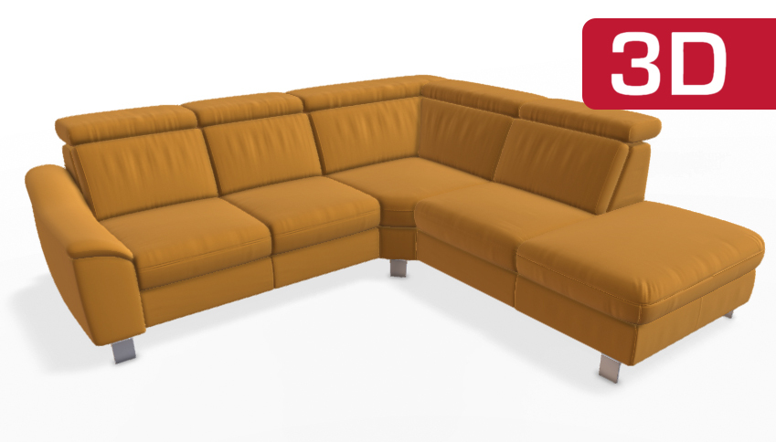 Moderne, gemütliche gelbe Ecksofa-Möbel.