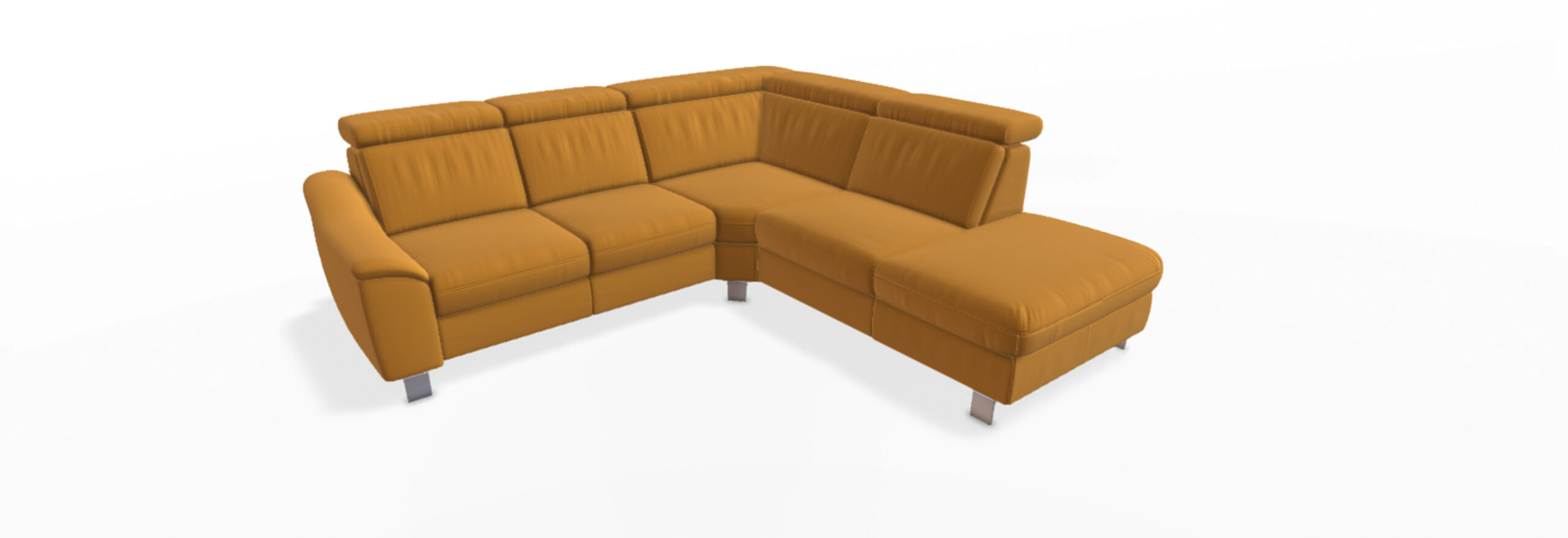 Bequeme braune Eckcouch mit Sitzkissen.