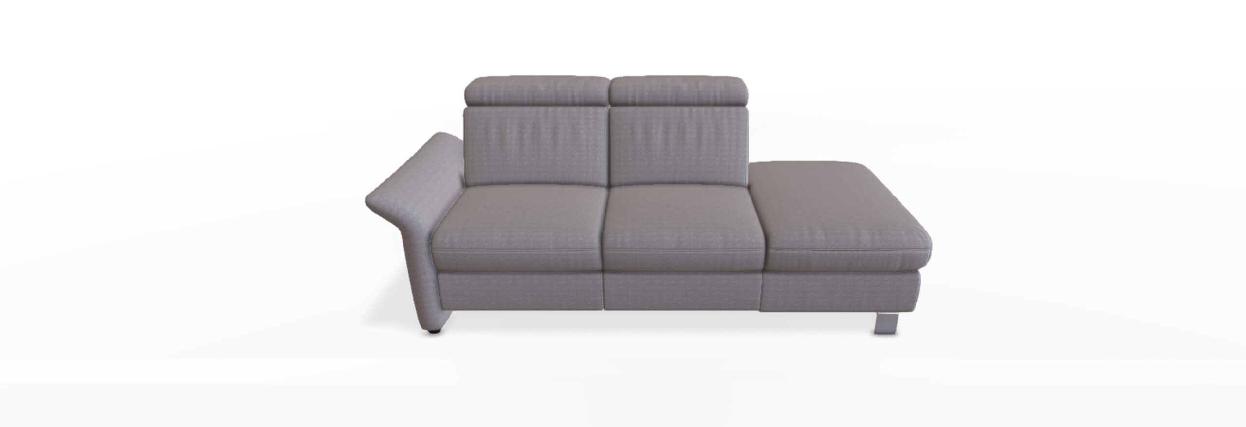 Graues, bequemes Sofa mit mehreren sitzenden Positionen.