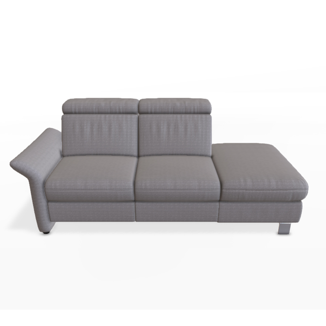 Modernes, graues Sofa mit zwei Sitzflächen.