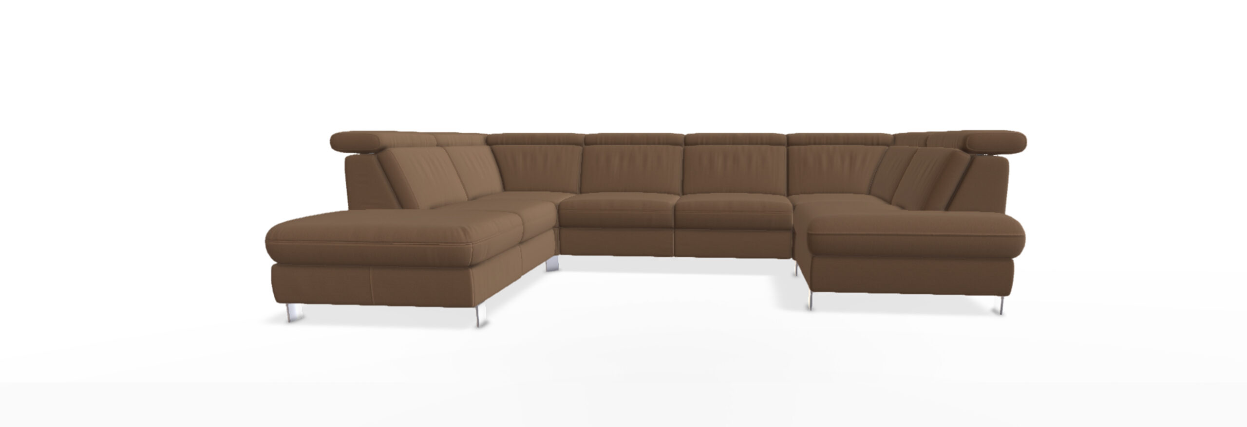 Bequemes braunes Wohnzimmersofa mit Liegefläche