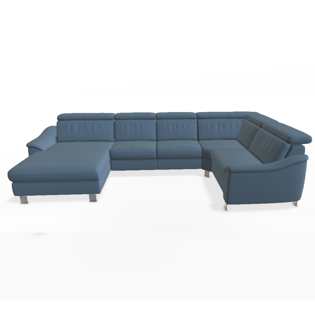 Modular, grau gepolsterte Eckcouch.
