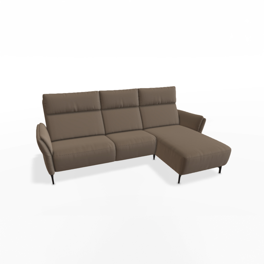 Graues Sofa mit Recamiere.