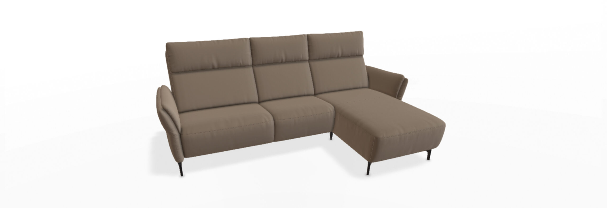 Modulares braunes Sofa mit Recamiere