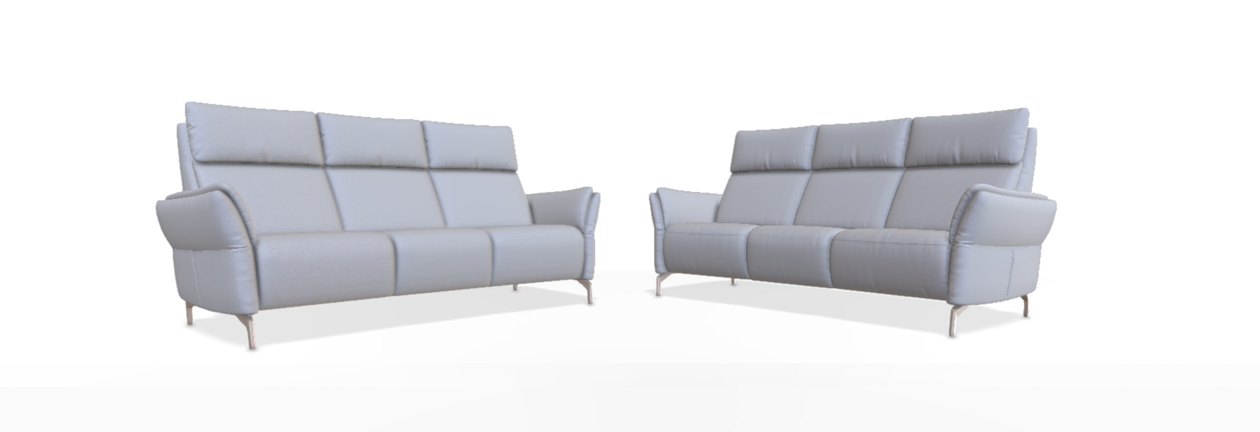Moderne graue Ledercouch-Set.