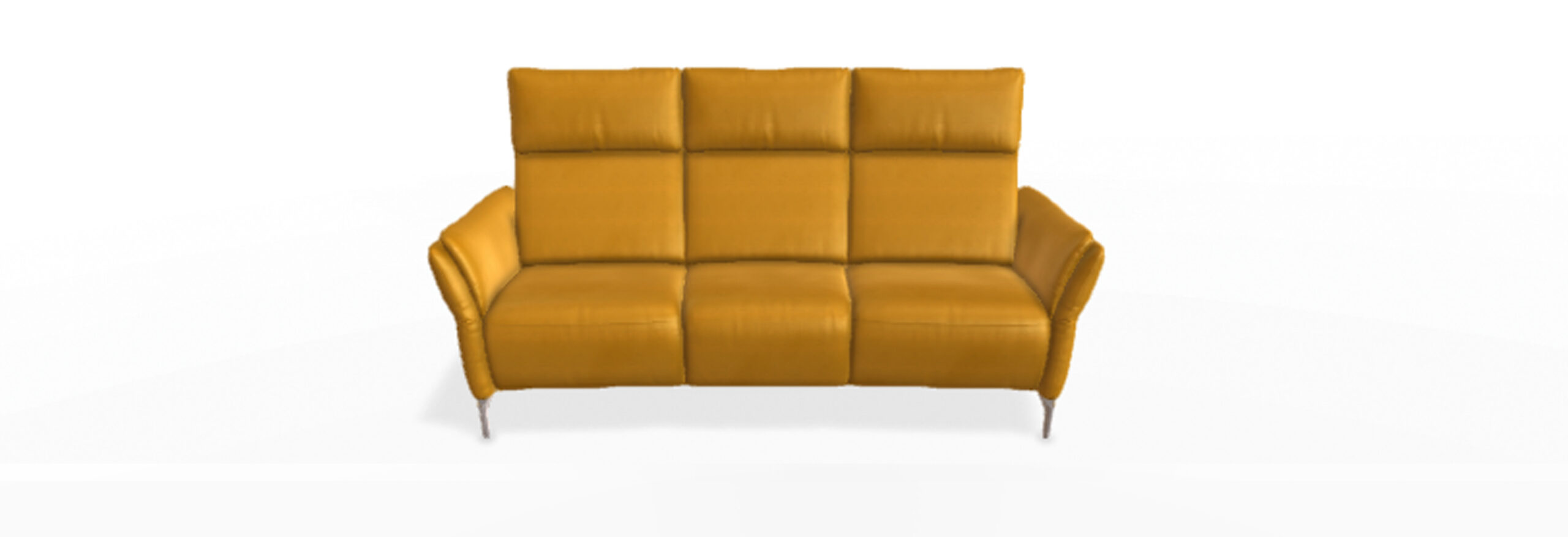 Gemütliches, gelbes Sofa mit Polstern.