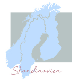 Skizze der skandinavischen Halbinsel mit Beschriftung.
