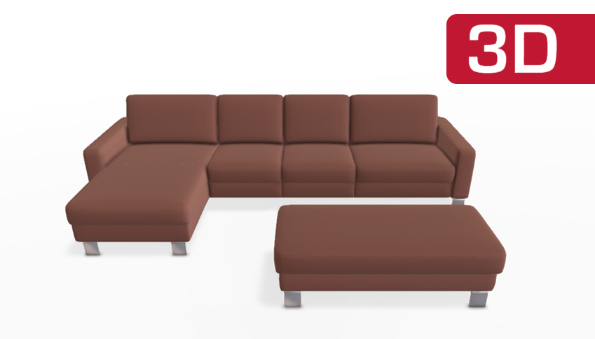Braune, modulare Sofagarnitur mit Hocker.
