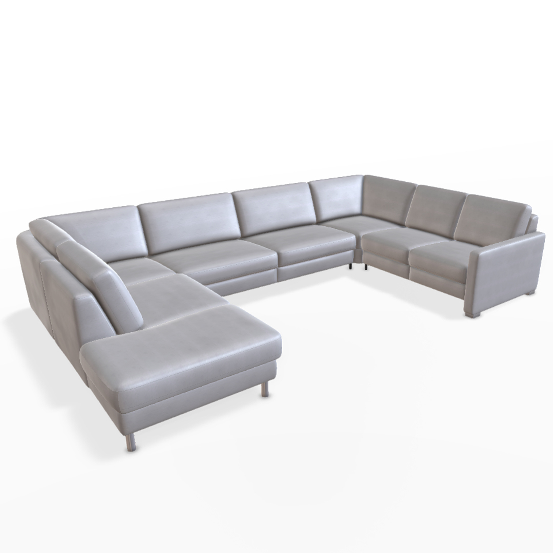 Graues, modulares Ecksofagarnitur.