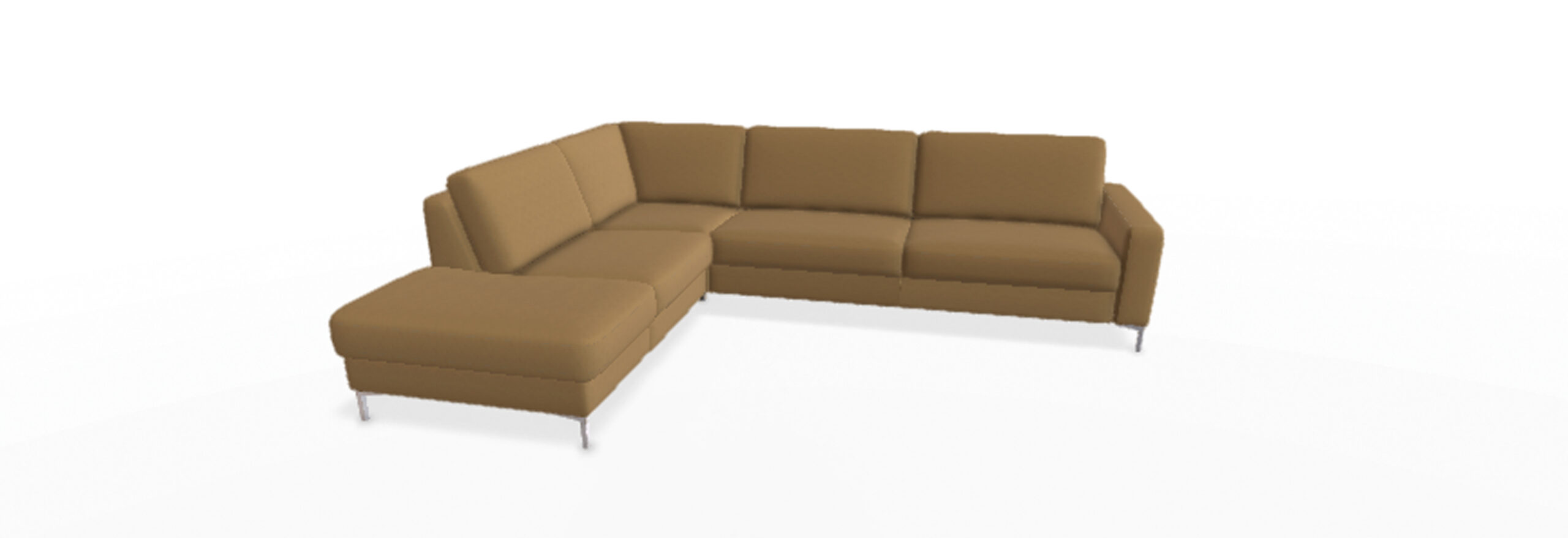 Beige Couch mit Chaiselongue und Ecken