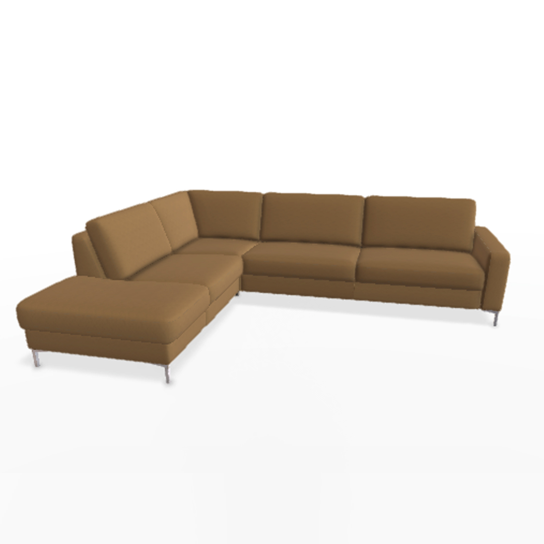 Große braune Ledercouch mit Chaiselongue.
