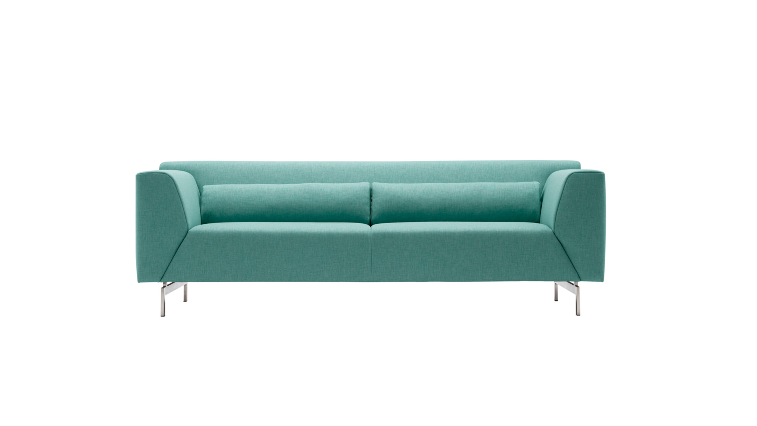 Einfaches, grünes, modernes Sofa auf weißem Hintergrund.
