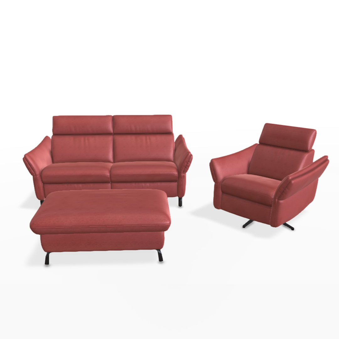 Rotes Leder-Wohnzimmermöbel-Set