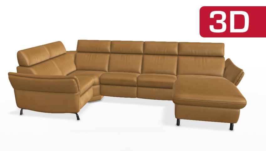 Große, braune, modulare Ledercouch