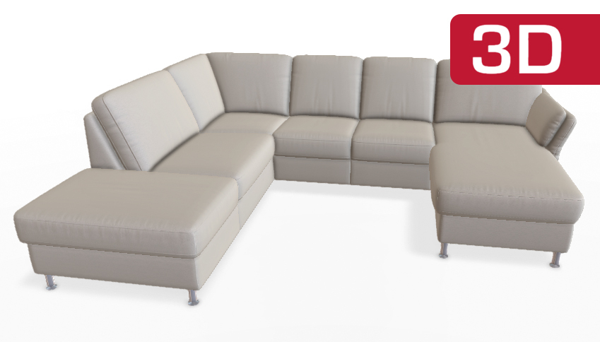 Großes, graues, modulares Sofa mit Chaiselongue.