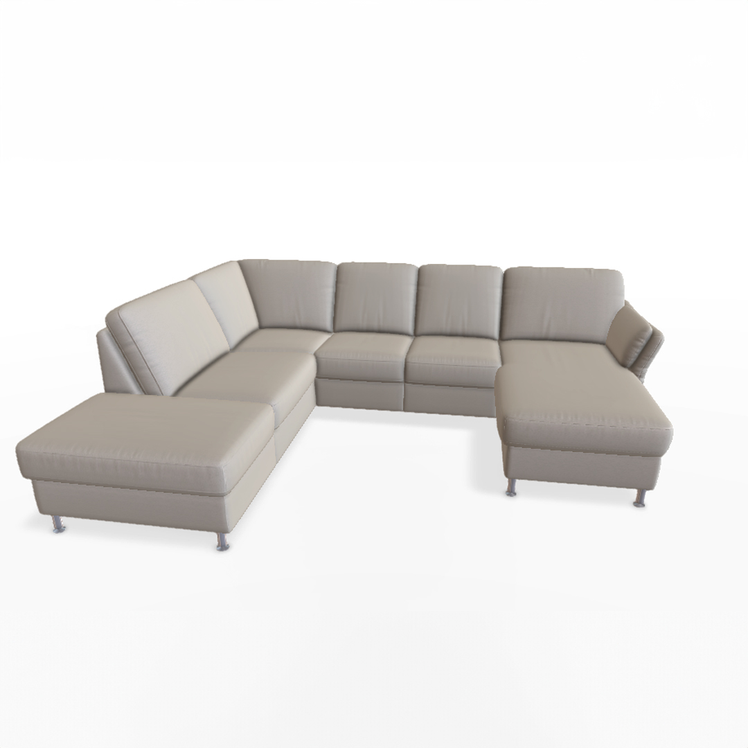 Moderne graue Eckcouch mit Chaiselongue.