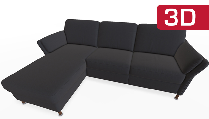 Schwarze L-förmige Couch