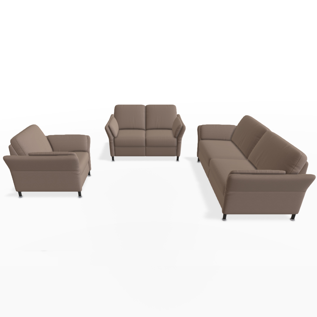 Braunes Sofa-Set aus Leder.