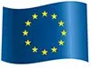 Flagge der Europäischen Union mit Sternen weht.