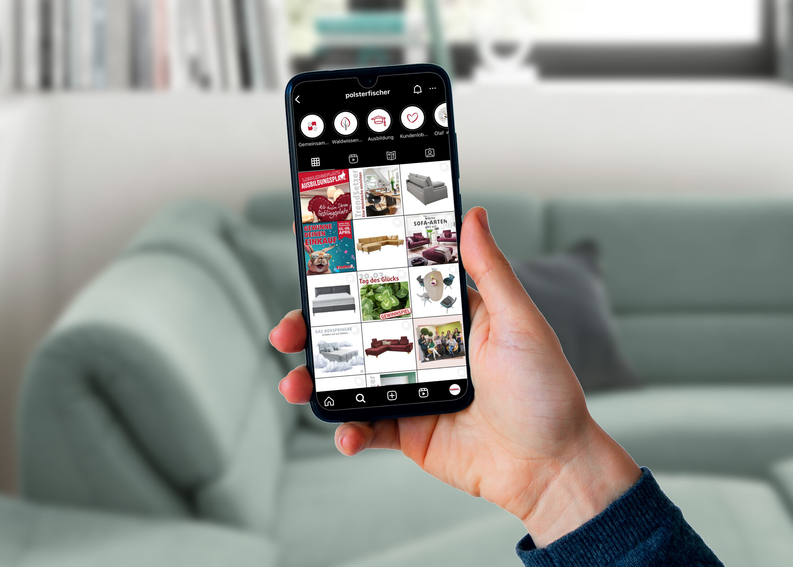 Mobiles Möbelgeschäft Angebot auf Smartphone-Bildschirm