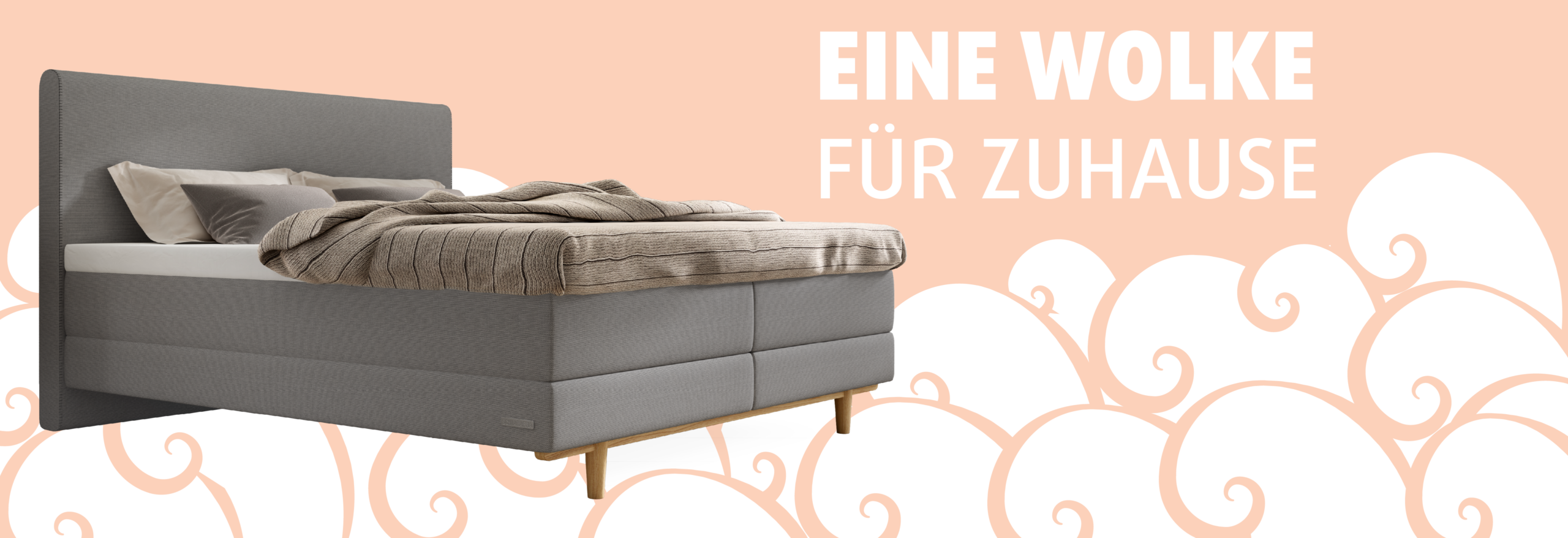Graues Boxspringbett für zu Hause