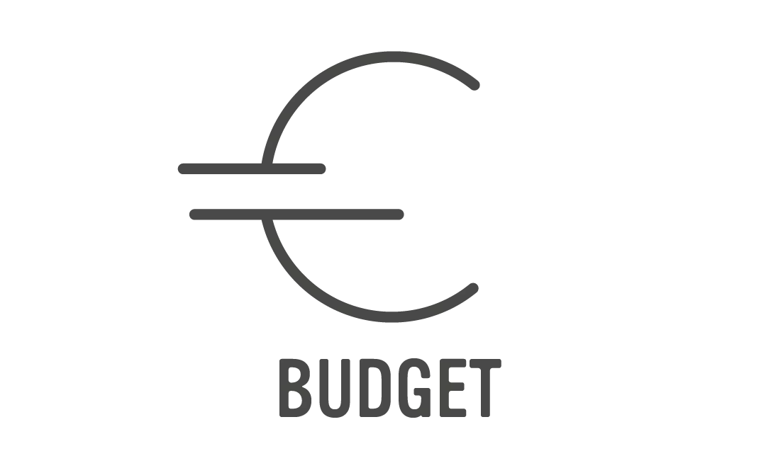 Euro-Symbol mit Textüberschrift "BUDGET".