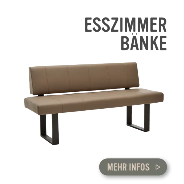 Braune gepolsterte Bank mit schwarzen Rahmen.