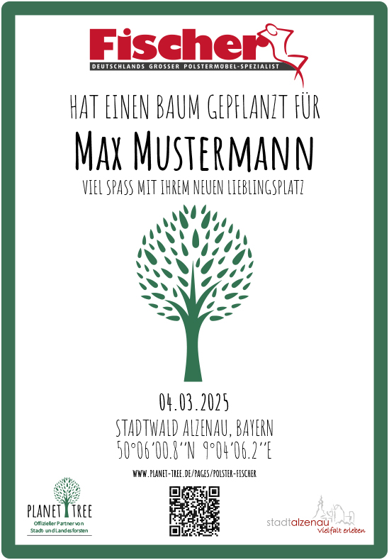 Baum gepflanzt für Martin Mustermann