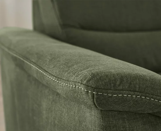 Grünes Sofa, Nahaufnahme der Polsterung.