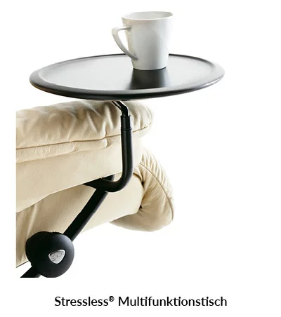 Stressless Multifunktionstisch mit Ablage und Halterung.
