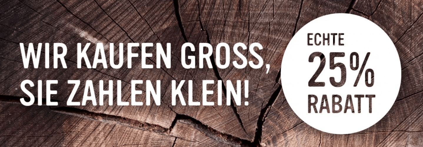 Holzmaserung mit Rabattangebot von 25%.