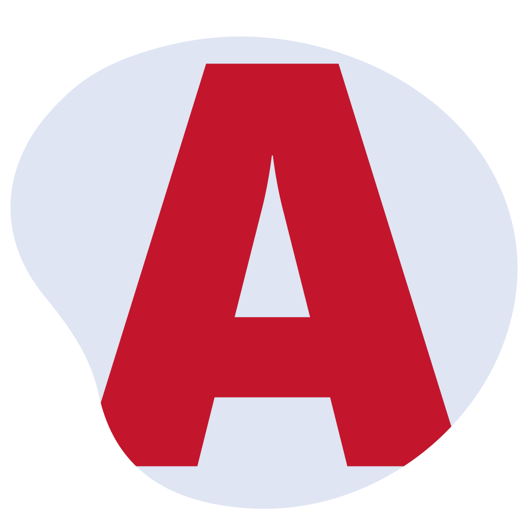 Großer roter Buchstabe A auf weißem Hintergrund.