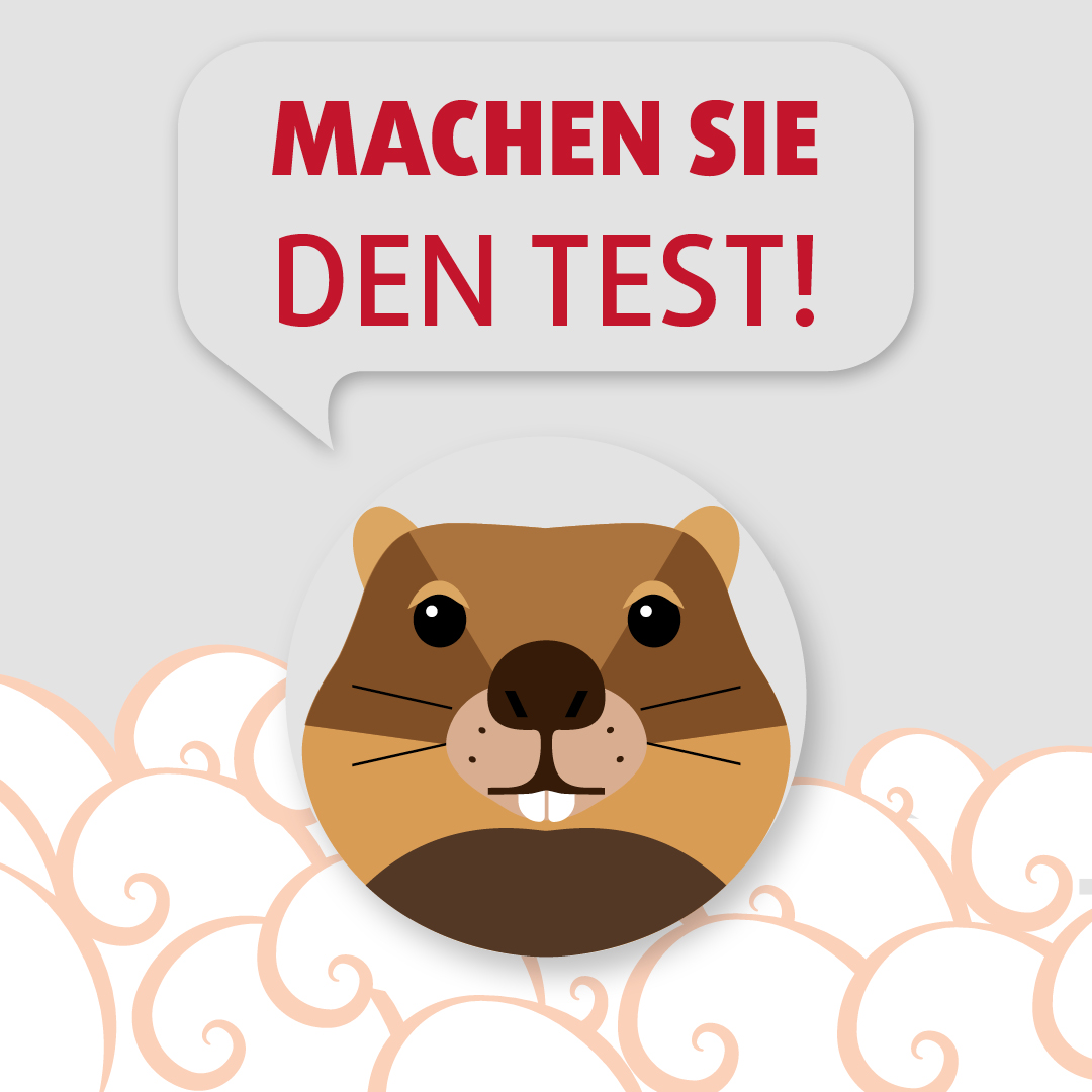 Ermunterung zum Test, süßes Nagetier-Symbol.