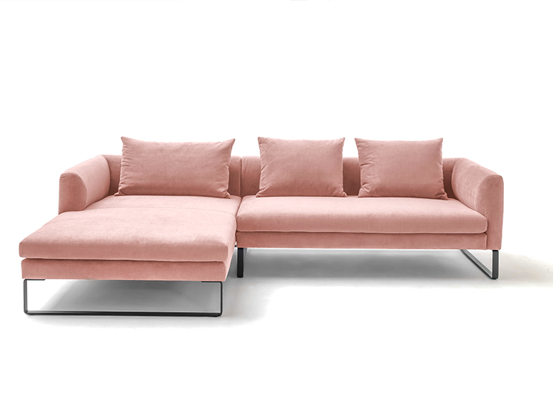 Sofa La109 Cord Rosa Front