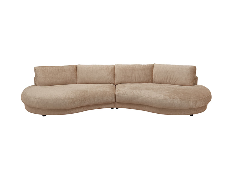 Gemütlches Design einmal anders - Sofa NE29 mit rundem Abschluss in hellbraun