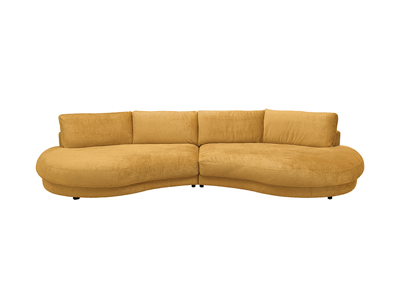 Gemütlches Design einmal anders - Sofa NE29 mit rundem Abschluss in gelb