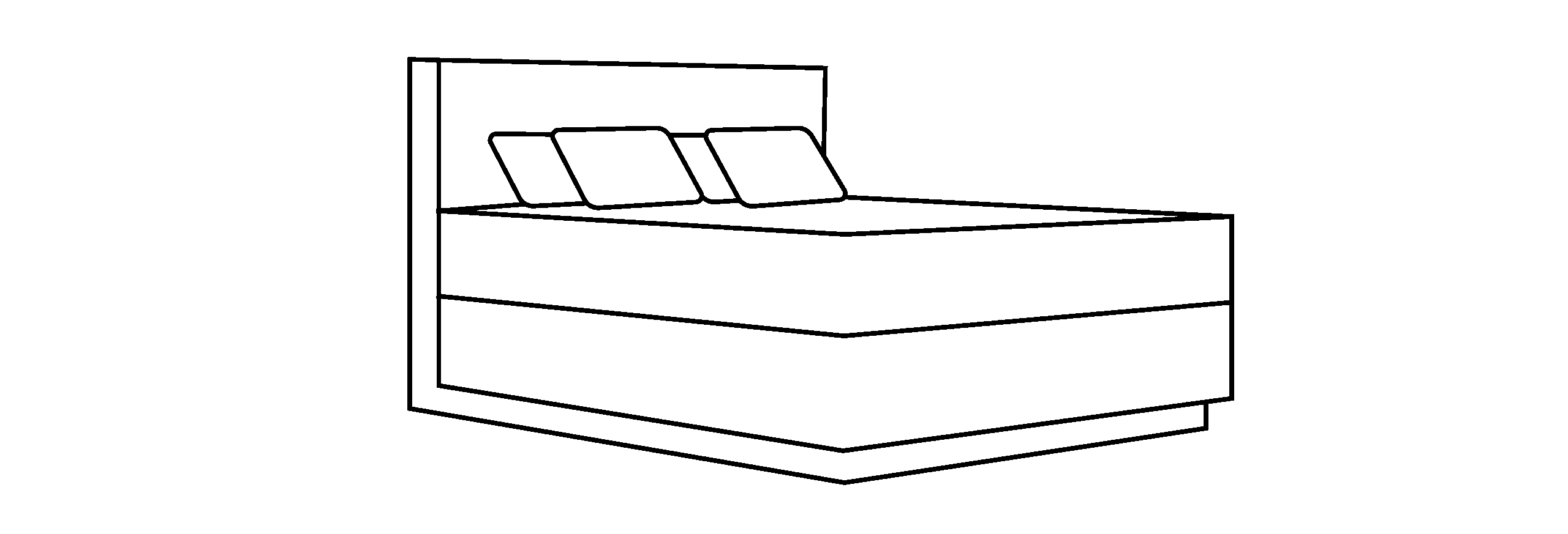 Icon mit stilisiertem Boxspringbett aus schwarzen Linien