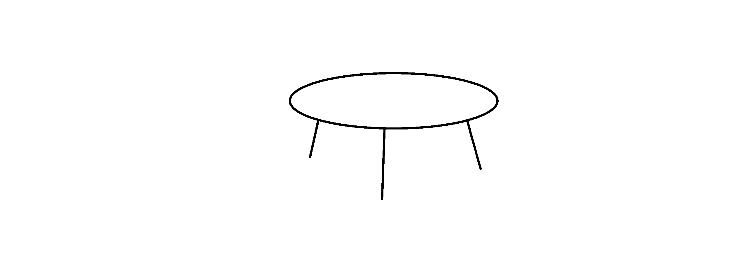Icon mit stilisiertem, ovalen Couchtisch aus schwarzen Linien